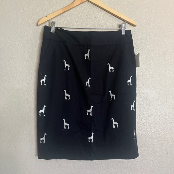 NEW Anthropologie Leifnotes black giraffe embroidered skirt - Picture 2 of 8